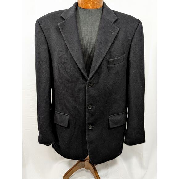 OSCAR DE LA RENTA! CASHMERE & WOOL WINTER WEIGHT BLACK JACKET SPORT COAT! SZ 42R - Picture 2 of 10